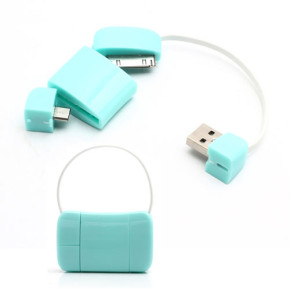 Дата кабел USB тип чанта micro USB/Iphone 4/4s светло зелен